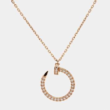 Pre Owned Cartier Juste Un Clou Diamonds 18k Rose Gold Necklace