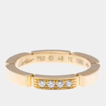 Pre Owned Cartier Maillon Panthere 18K Rose Gold and Diamond Band Ring EU 48
