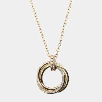 مملوكة مسبقًا Cartier Trinity 18K Yellow, Rose, White Gold Diamond Necklace