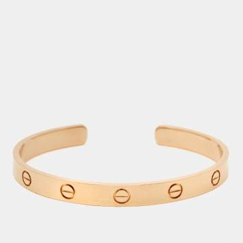 Pre Owned Cartier Love 18k Rose Gold Open Cuff Bracelet 18