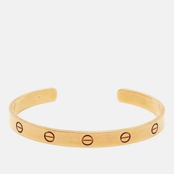 Pre Owned Cartier Love 18k Yellow Gold Open Cuff Bracelet 18