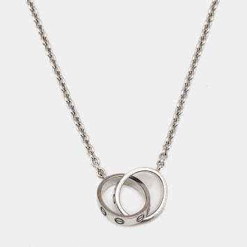 Pre Owned Cartier Love Interlocking Loop 18k White Gold Necklace