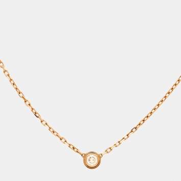 Pre Owned Cartier D'Amour Diamond 18k Rose Gold Small Model Necklace