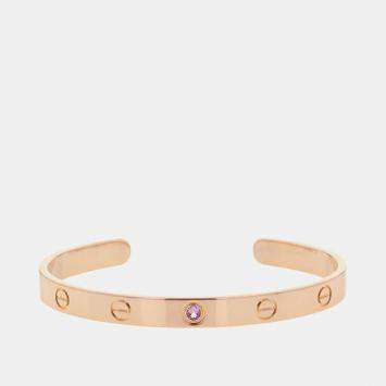 Pre Owned Cartier Love 18K Rose Gold and Sapphire Cuff Bracelet