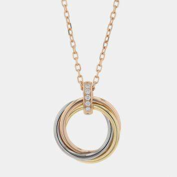 مملوكة مسبقًا قلادة كارتييه ترينيتي دلاية ذهب أصفر ووردي وأبيض عيار 18 مع ألماس