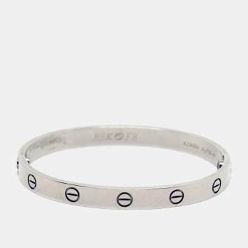 Pre Owned Cartier Love 18k White Gold Classic Model Bracelet 17