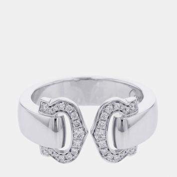 Pre Owned خاتم كارتتييه دابل سي دي كارتتييه ذهب أبيض وألماس عيار 18 مقاس 51