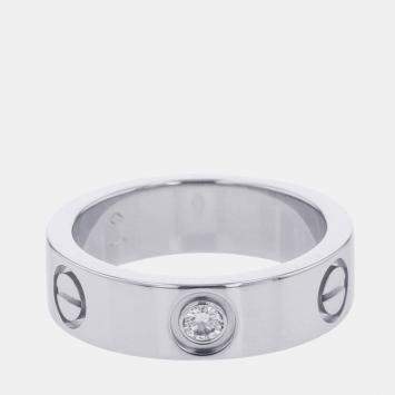 Pre Owned Cartier Love Platinum and Diamond Band Ring EU 51