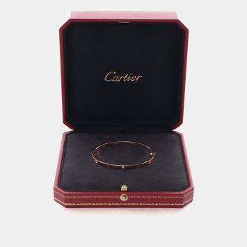 Pre Owned Cartier Classic Small Model 6 Diamond Love Bracelet Sz 16