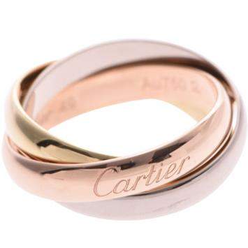 Pre Owned Cartier Trinity De Cartier Three Tone 18k Gold Band Ring Size 49