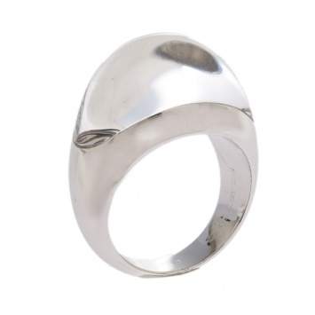 Pre Owned Cartier Myst Diamond 18K White Gold Dome Ring Size 51 