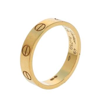 Pre Owned Cartier Love 18K Yellow Gold Narrow Band Ring Size 49