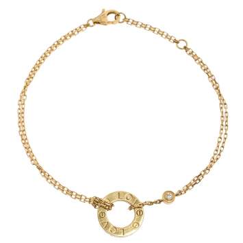 Pre Owned Cartier Love Diamond 18K Yellow Gold Chain Bracelet
