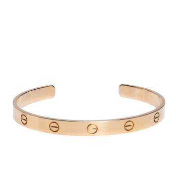 Pre Owned Cartier Love 18K Rose Gold Open Cuff Bracelet 19