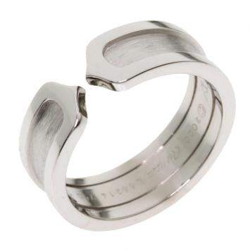 Pre Owned Cartier Double C de Cartier 18K White Gold Ring Size 53