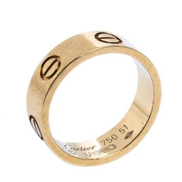 Pre Owned Cartier Love 18K Yellow Gold Band Ring Size 51