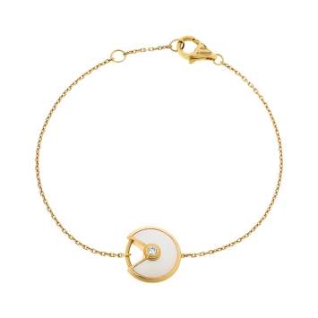 Pre Owned Cartier Amulette De Cartier Mother of Pearl Diamond 18K Yellow Gold Bracelet