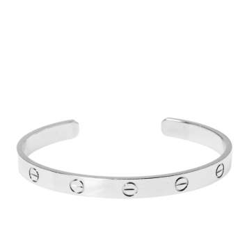 Pre Owned Cartier LOVE 18K White Gold Open Cuff Bracelet 18