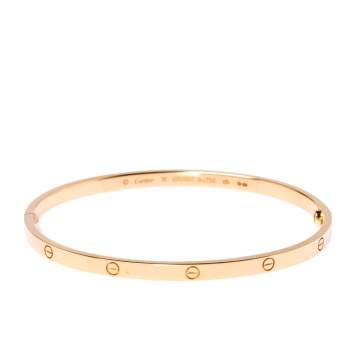 Pre Owned Cartier LOVE 18K Rose Gold Narrow Bangle Bracelet 19