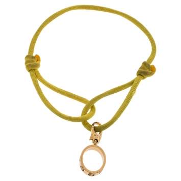 Pre Owned Cartier Love Charm 18K Yellow Gold Adjustable Cord Bracelet 