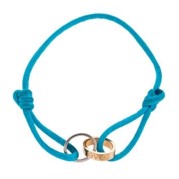 Pre Owned Cartier LOVE Interlocking Charm 18K Two Tone Gold  Adjustable Cord Bracelet 