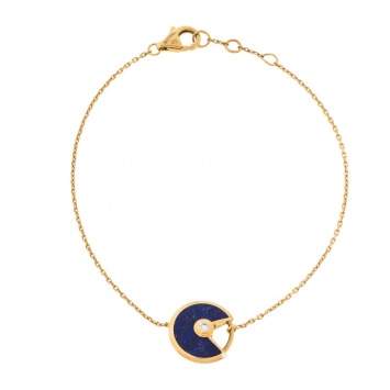 Pre Owned Cartier Amulette de Cartier Lapis Lazuli Diamond 18K Yellow Gold Bracelet 