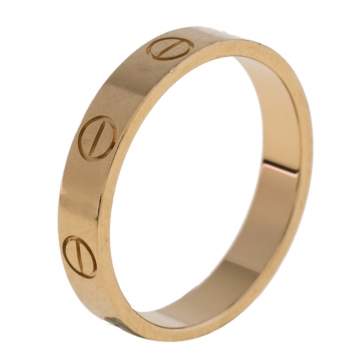 Pre Owned Cartier LOVE 18K Yellow Gold Narrow Wedding Band Ring Size 54