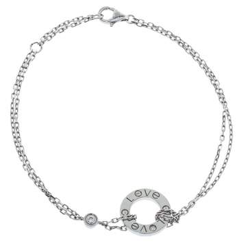 Pre Owned Cartier Love Diamond 18K White Gold Chain Link Bracelet