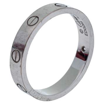 Pre Owned Cartier Love 1 Diamond 18K White Gold Wedding Band Ring Size 60