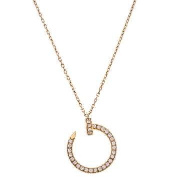 Pre Owned Cartier Juste Un Clou Diamond 18K Rose Gold Pendant Necklace