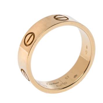 Pre Owned Cartier Love 18K Yellow Gold Band Ring Size 57