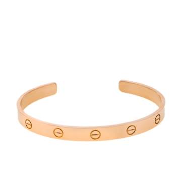 Pre Owned Cartier Love 18K Rose Gold Open Cuff Bracelet 19