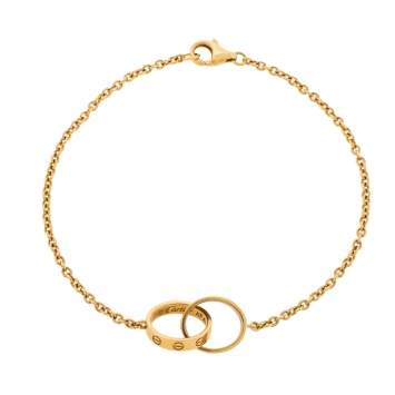 Pre Owned Cartier Love Interlocking Screw Motif 18K Yellow Gold Bracelet