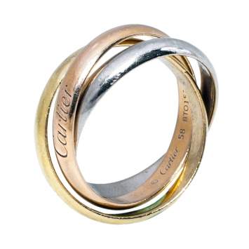 Pre Owned Cartier Trinity De Cartier 18K Three Tone Gold Ring Size 58