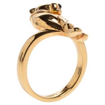 Pre Owned Cartier Panthere de Cartier Tsavorite Onyx 18K Yellow Gold Ring Size 52