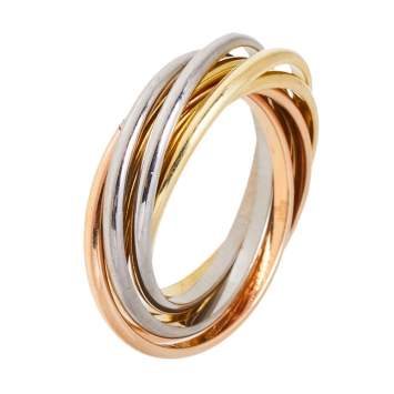 Pre Owned Cartier Trinity 18K Three Tone Gold 7-Band XXS Ring Size 51