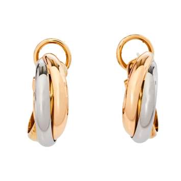 Pre Owned Cartier Trinity 18K Three Tone Gold Hoop Earrings