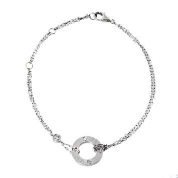 Pre Owned Cartier Love Diamond 18K White Gold Chain Link Bracelet 