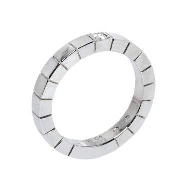 Pre Owned Cartier Lanières Diamond 18K White Gold Band Ring Size 50