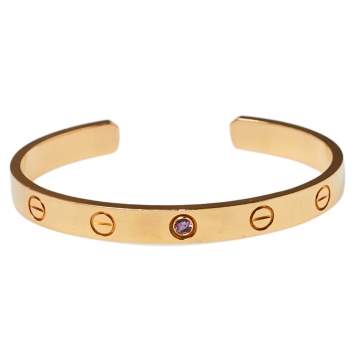 Pre Owned Cartier Love Pink Sapphire 18K Rose Gold Cuff Bracelet 16
