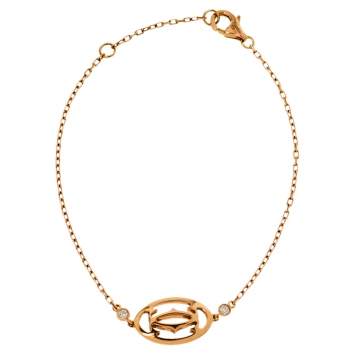 Pre Owned Cartier Double C de Cartier Diamond 18K Rose Gold Bracelet