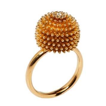 Pre Owned Cartier Cactus De Cartier Diamond 18K Rose Gold Ring Size 50