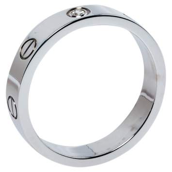 Pre Owned Cartier Love 1 Diamond 18K White Gold Wedding Band Ring Size 53