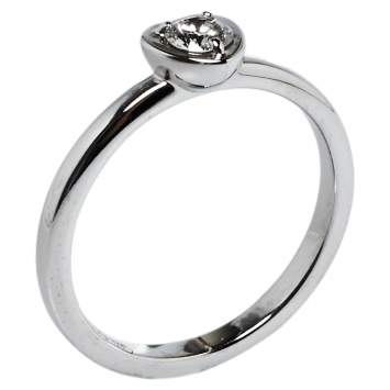Pre Owned Cartier Diamants Légers Heart Motif Diamond 18K White Gold Ring Size 48