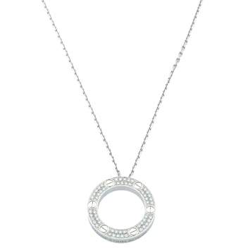 Pre Owned Cartier Love Diamond - Paved 18K White Gold Necklace