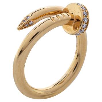 Pre Owned Cartier Juste un Clou Diamond 18K Yellow Gold Ring Size 53