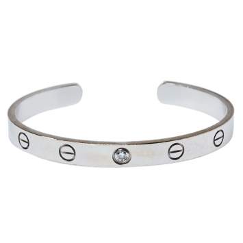 Pre Owned Cartier Love 1 Diamond 18K White Gold Bracelet 16