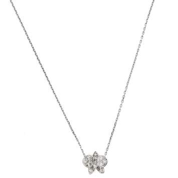 Pre Owned Cartier Caresse D'Orchidees Diamond 18K White Gold Small Model Necklace