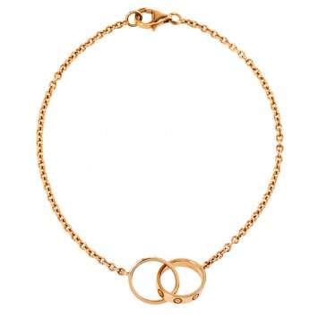 Pre Owned Cartier Love Interlocking 2 Hoops 18K Rose Gold Bracelet