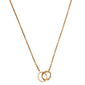 Pre Owned Cartier Love 2 Hoops 18K Rose Gold Necklace